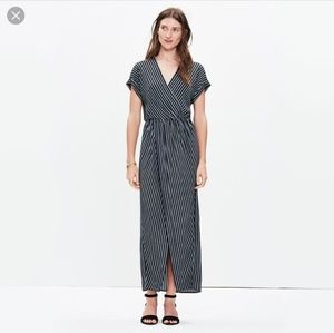 Madewell Wrap-Front Maxi Dress in Stich Stripe